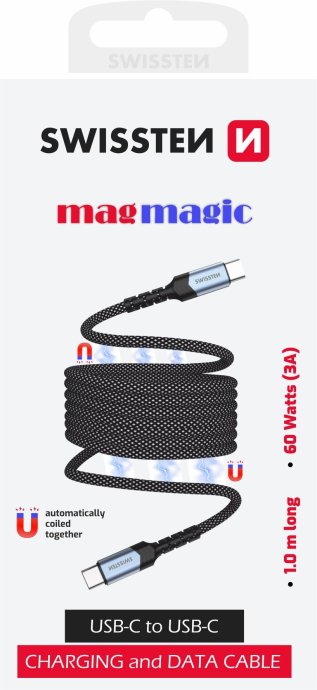Swissten Magnētiskais Paštinošais USB-C Datu Kabelis