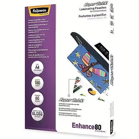 Fellowes 80mik Laminēšanas Plēves A4 Glancētas