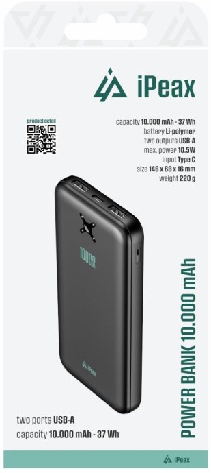 IPeax Power Bank 2x USB-A Ārējā