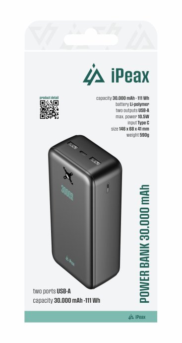 IPeax Power Bank 2x USB-A Ārējā