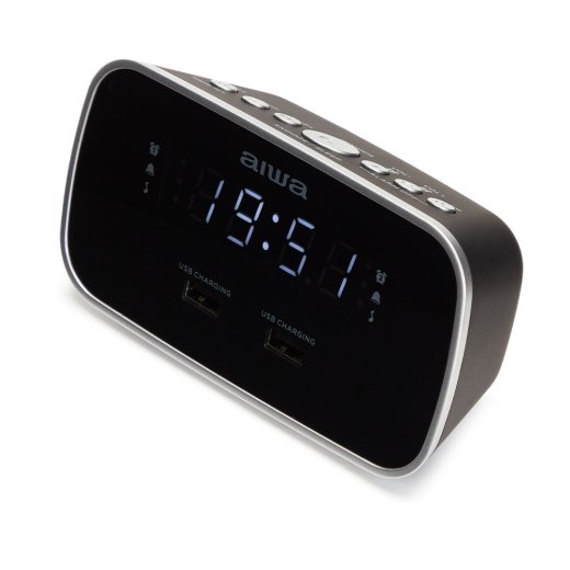 Aiwa CRU-19BK Modinātājs-radio 2x USB