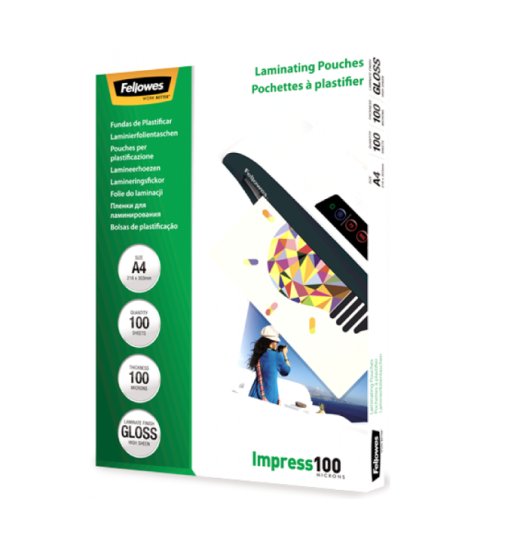 Fellowes A4 Glancētas 100 mikronu laminēšanas