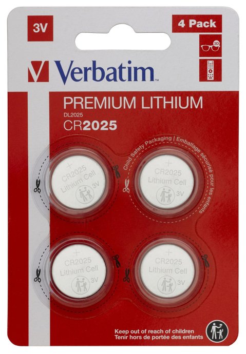 VERBATIM LITHIUM BATTERY CR2025 3V 4