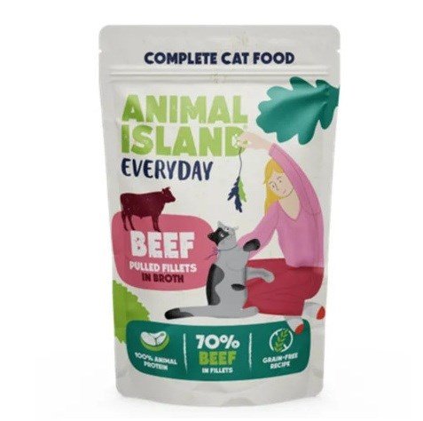 ANIMAL ISLAND Everyday Beef Fillets in Broth Wet Cat Food - 85g