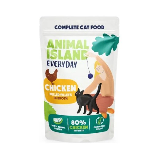 ANIMAL ISLAND Everyday Chicken Fillets in Broth Wet Cat Food - 85g