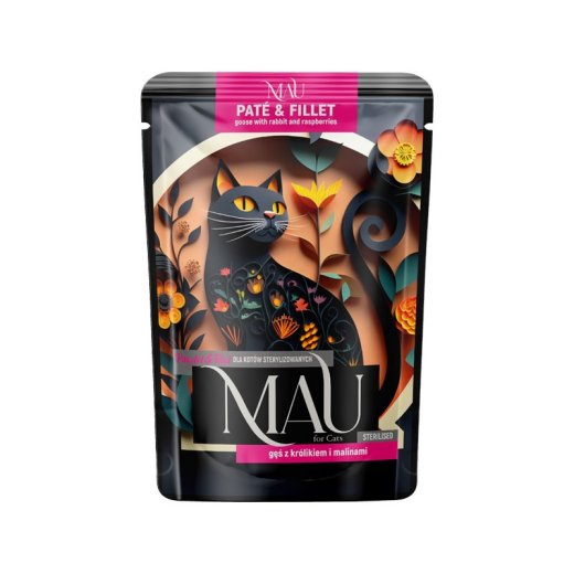 MAU Pate and Fillet Sterilized Goose with rabbit and raspberries wet cat food 85g