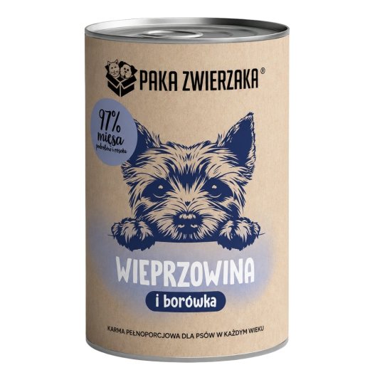 PAKA ZWIERZAKA Pork with blueberries Mono wet dog food - 400g