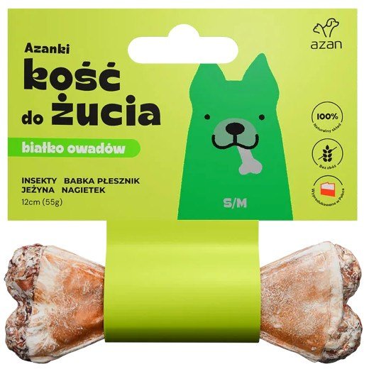 AZANKI Bone with insects and blackberry S/M dog treat 12 cm