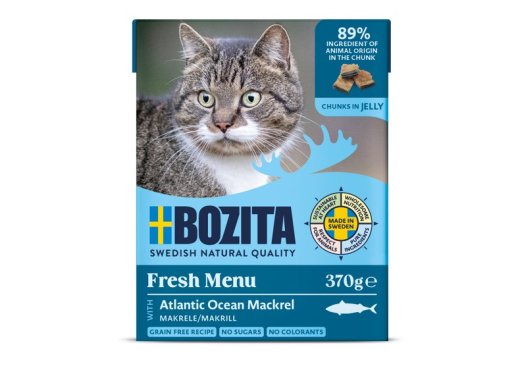 BOZITA Meat chunks with mackerel in jelly – wet cat food – 370g