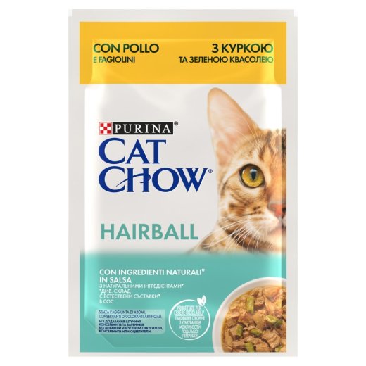 CAT CHOW Hairball Control Chicken and Green Beans in Sauce 85g