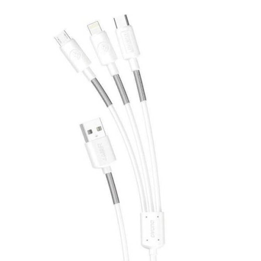 Dudao L8s 3-in-1 USB-A to Lightning/USB Micro/USB-C cable, 1.2m white