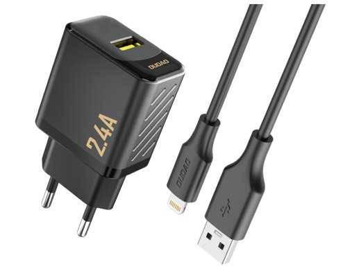 Dudao A23LEU Adapter 12Watt 1xUSB-A (1m USB-A to Lightning cable included) Black