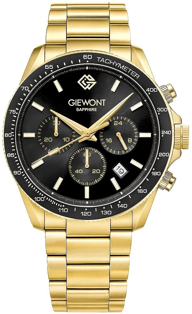 Giewont Meeste Kronograafi Safiir Kell GW3520-B4 / kuldne/must