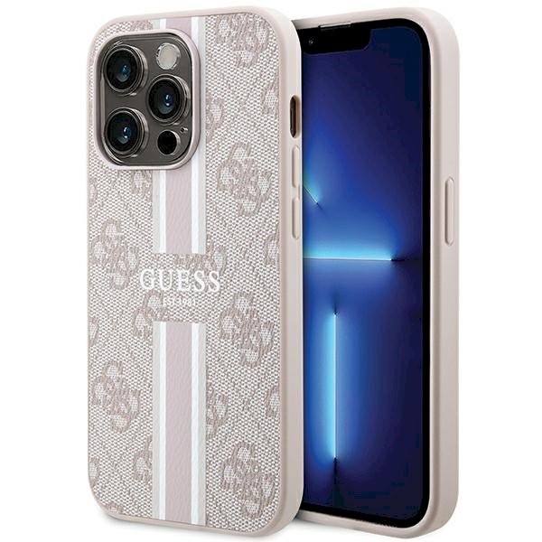 Guess GUHMP15LP4RPSP Hardcase 4G Printed Stripes MagSafe iPhone 15 Pro jaoks 6.1" / roosa