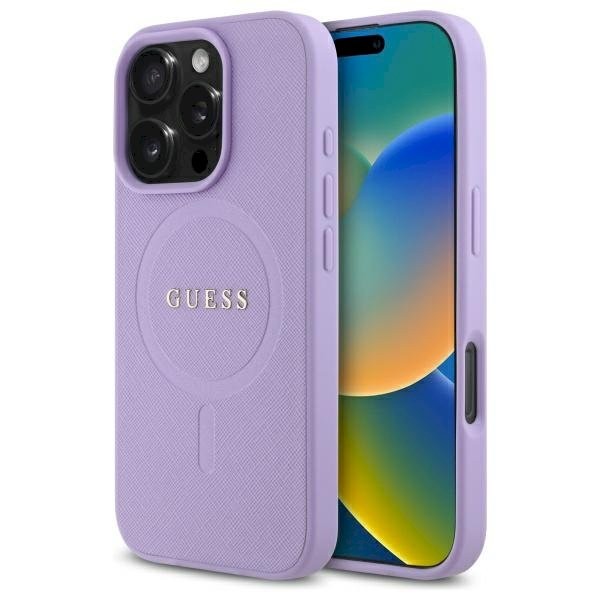 Guess GUHMP16LPSAHMCU kõvaümbris Saffiano MagSafe iPhone 16 Pro 6.3" jaoks / lilla