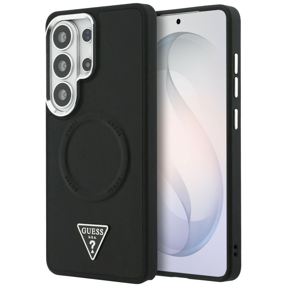 Ümbris Guess reljeefse rõnga kolmnurkse logo MagSafe Samsung Galaxy S26 Ultra jaoks / must