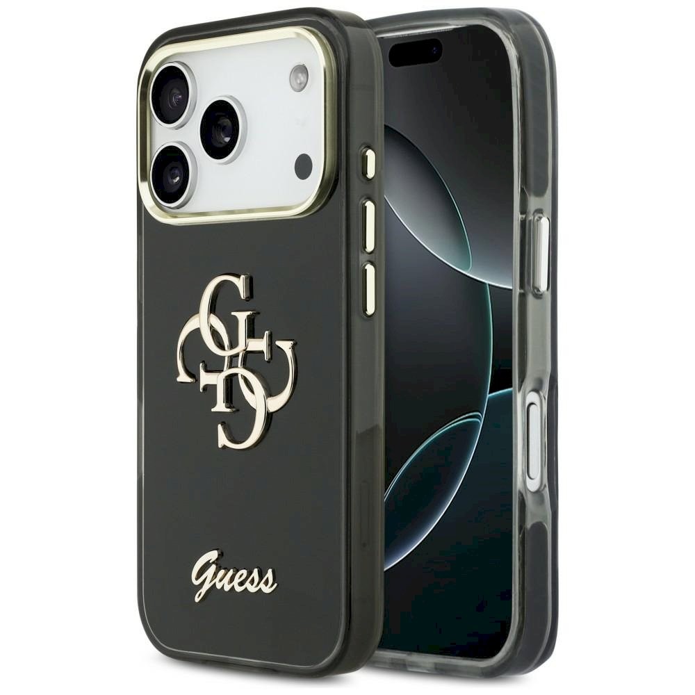 Guess IML 4G Script Metal üksus iPhone 17 Pro jaoks / must