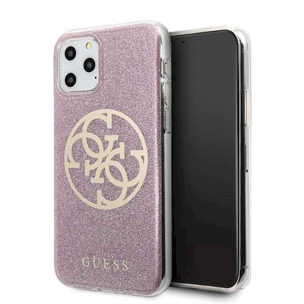 Guess GUHCN58PCUGLPI 4G Circle Glitter Hard Case iPhone 11 Pro jaoks / roosa