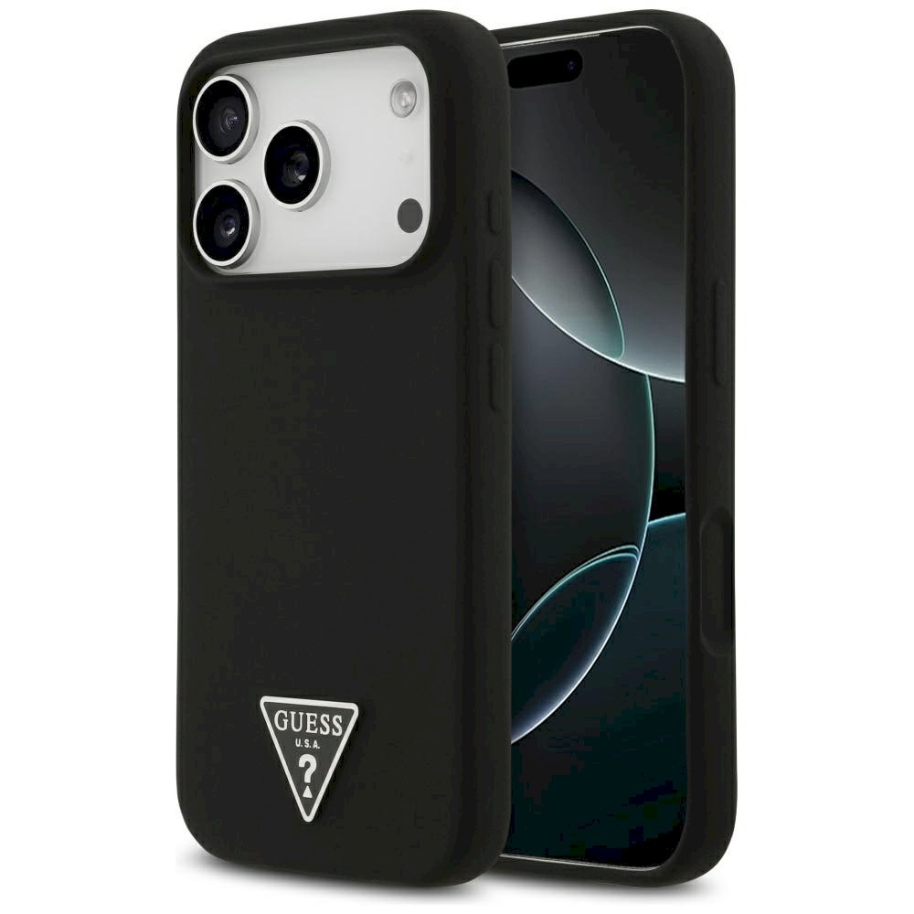 Guess Silicone Triangle Logo MagSafe ümbris iPhone 17 Pro Max jaoks / must