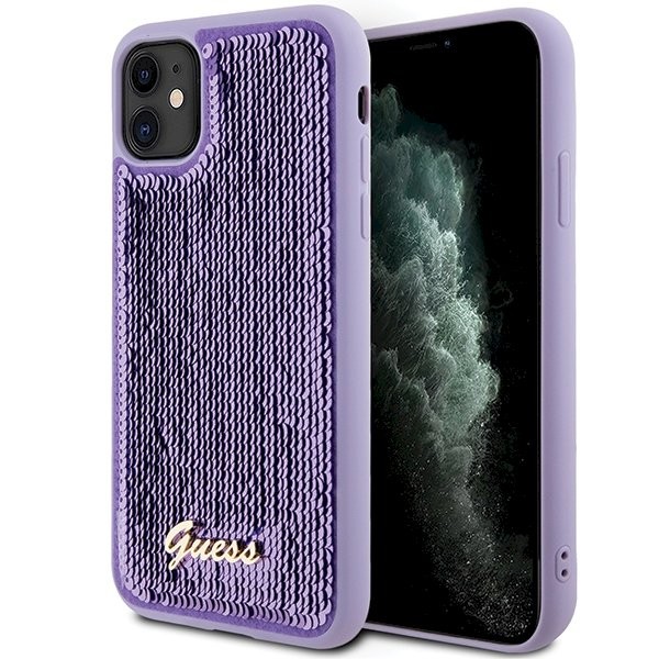 Guess GUHCN61PSFDGSU Sequin Script Metal kõvaümbris iPhone 11 / Xr 6.1" jaoks / lilla