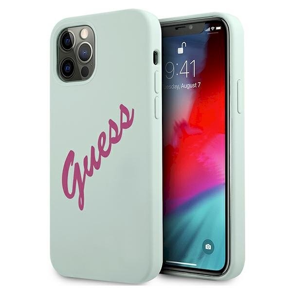 Guess GUHCP12LLSVSBF Silikoon Vintage kõva ümbris iPhone 12 Pro Max 6,7" / sinine fuksia
