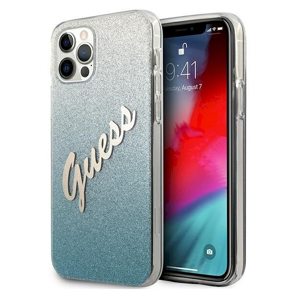 Guess GUHCP12MPCUGLSBL Glitter Gradient Script hardcase iPhone 12/12 Pro jaoks 6,1" / sinine