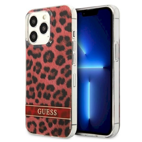 Guess GUHCP13LHSLEOR leopardimustriga kõvaümbris iPhone 13 Pro / 13 jaoks 6,1" / punane