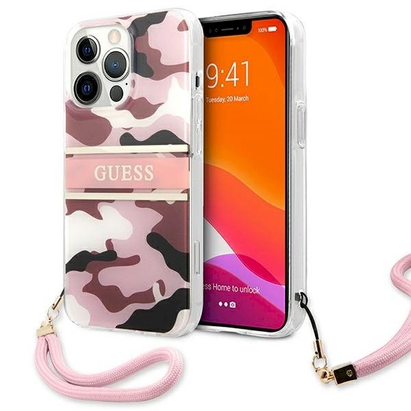 Guess GUHCP13XKCABPI Camo Strap Collection Kõvaümbris iPhone 13 Pro Max 6,7" jaoks / roosa
