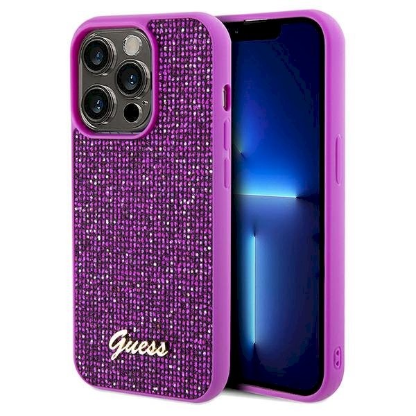 Guess GUHCP14LPMSDGSF Disco Metal Script Kõvaümbris iPhone 14 Pro 6.1" jaoks / fuksia