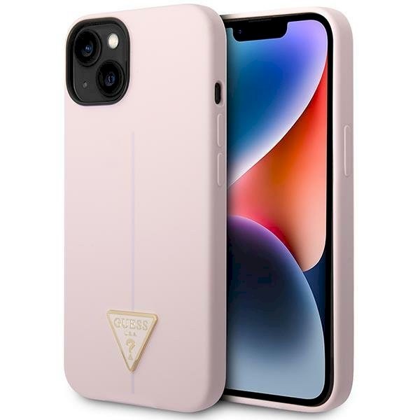 Guess GUHCP14MSLTGU Silicone Triangle Hardcase iPhone 14 Plus / 15 Plus 6.7" jaoks / lilla