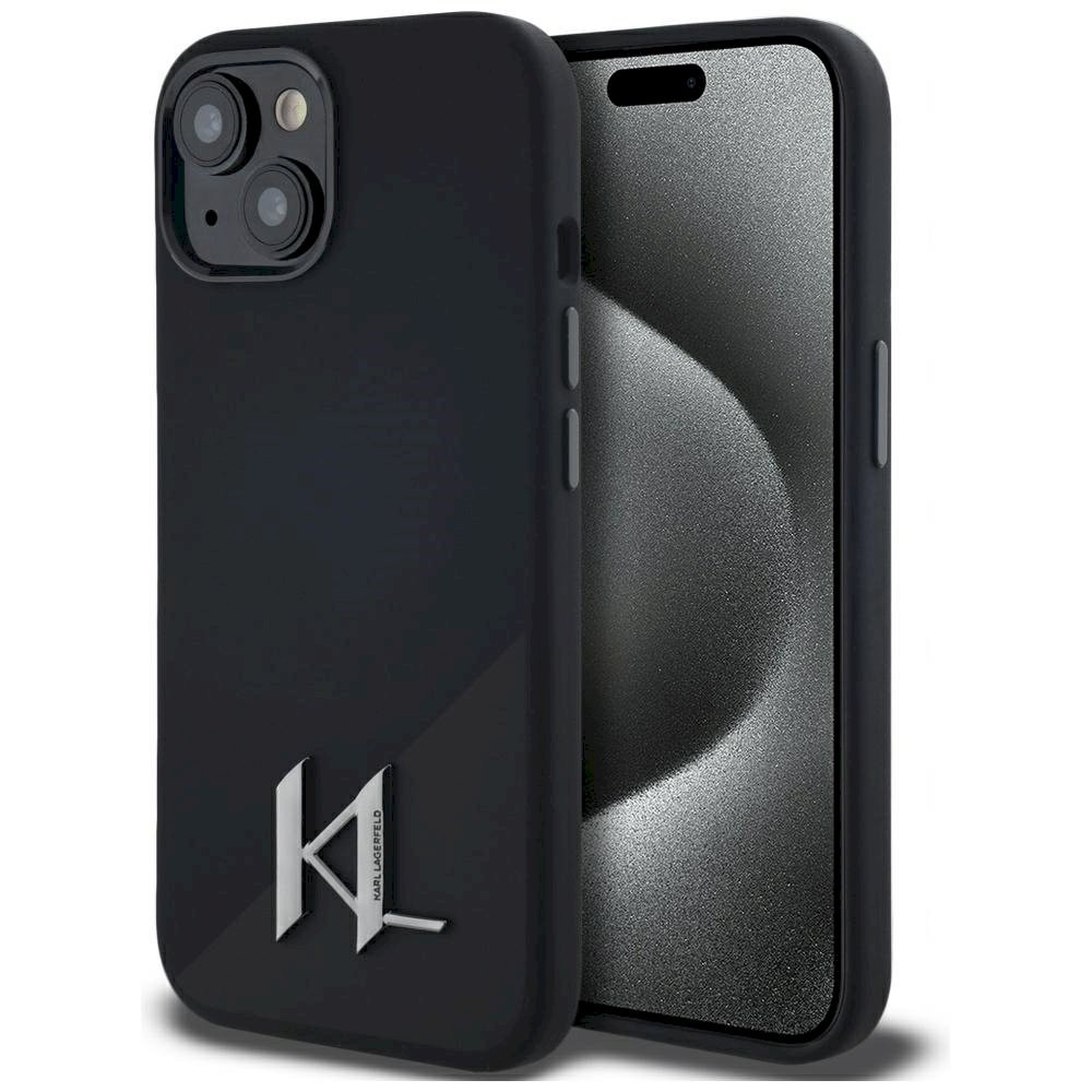 Karl Lagerfeld Silicone Shadow Metal Initial MagSafe Case iPhone 15 jaoks / must