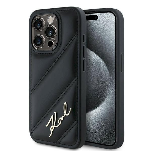 Karl Lagerfeld KLHCP15XPQDSMGK Diagonal Quilted Script Hardcase iPhone 15 Pro Max jaoks 6.7" / must