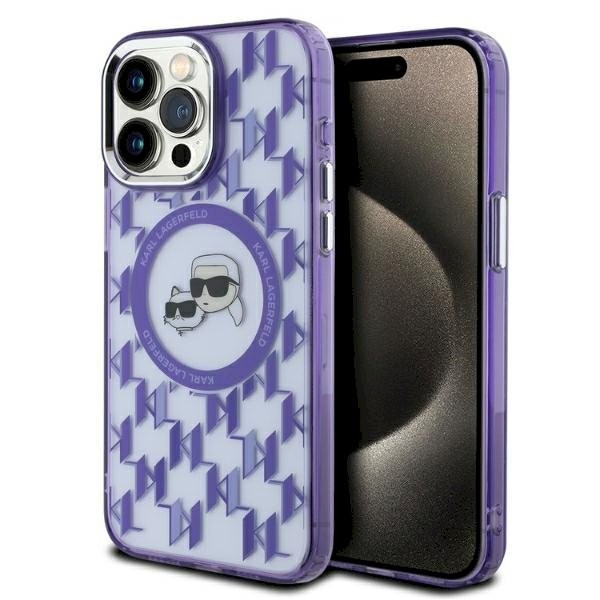 Karl Lagerfeld KLHMP15XHMCKMHU IML Monogram Karl&Choupette He iPhoneile 15 Pro Max 6.7" / lilla
