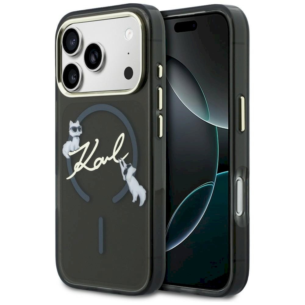 Karl Lagerfeld IML Choupettes Karl Script Logo MagSafe kaitseümbris iPhone 17 Pro Max jaoks / must
