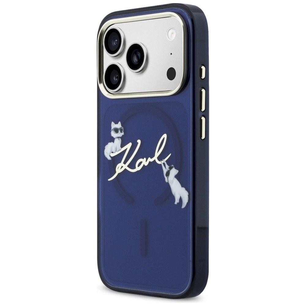 Karl Lagerfeld IML Choupettes Karl Script Logo MagSafe kaitseümbris iPhone 17 Pro jaoks / sinine