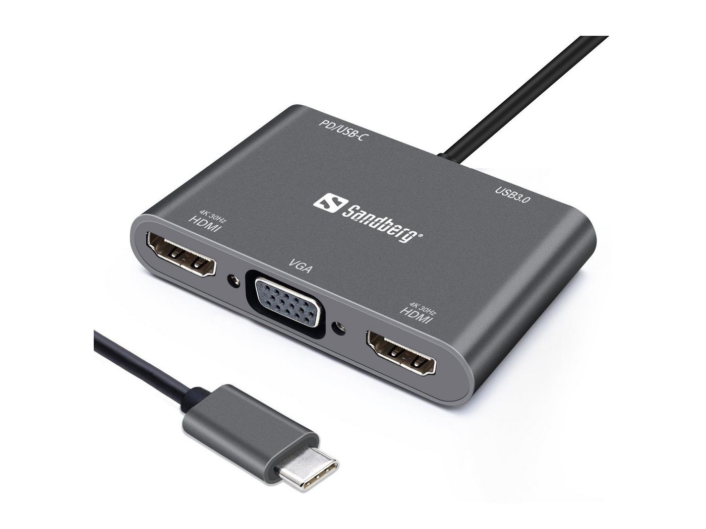 USB-C sisendjaam 2xHDMI+1xVGA+USB+PD USB-C sisendjaam
