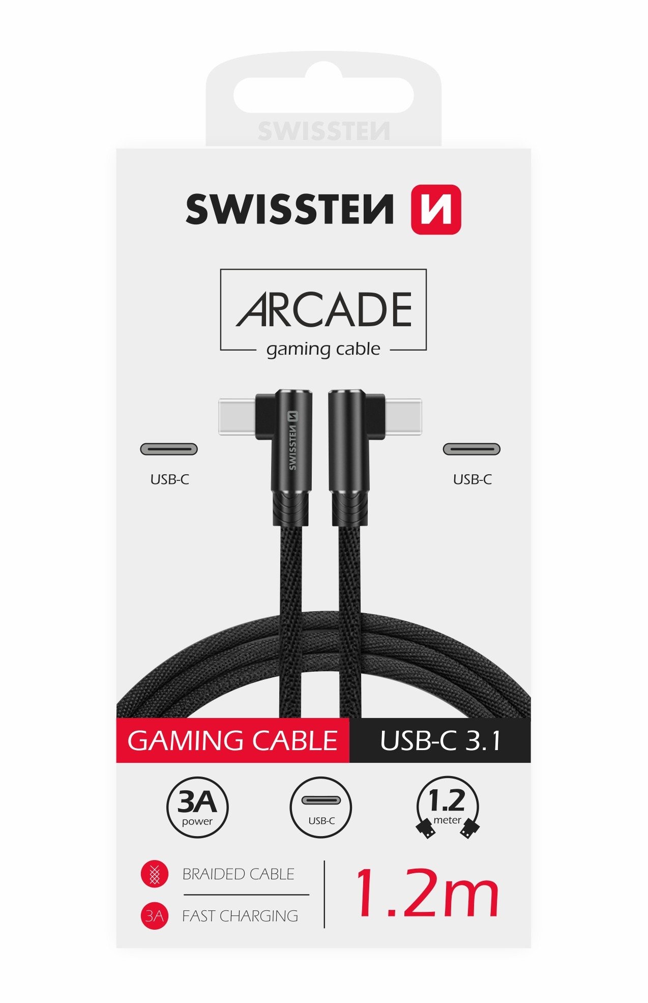 Swissten L tüüpi tekstiilne universaalne Quick Charge 3.1 USB-C USB-C andme- ja laadimiskaabel 1,2m