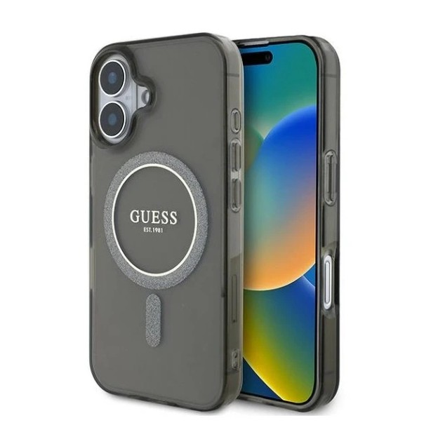 Guess IML hõbedase ringiga MagSafe ümbris Apple iPhone 16 jaoks