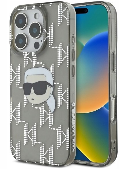 Karl Lagerfeld IML Karl Pea Galvaniseeritud tagumise kaitseklaas Apple iPhone 16 jaoks