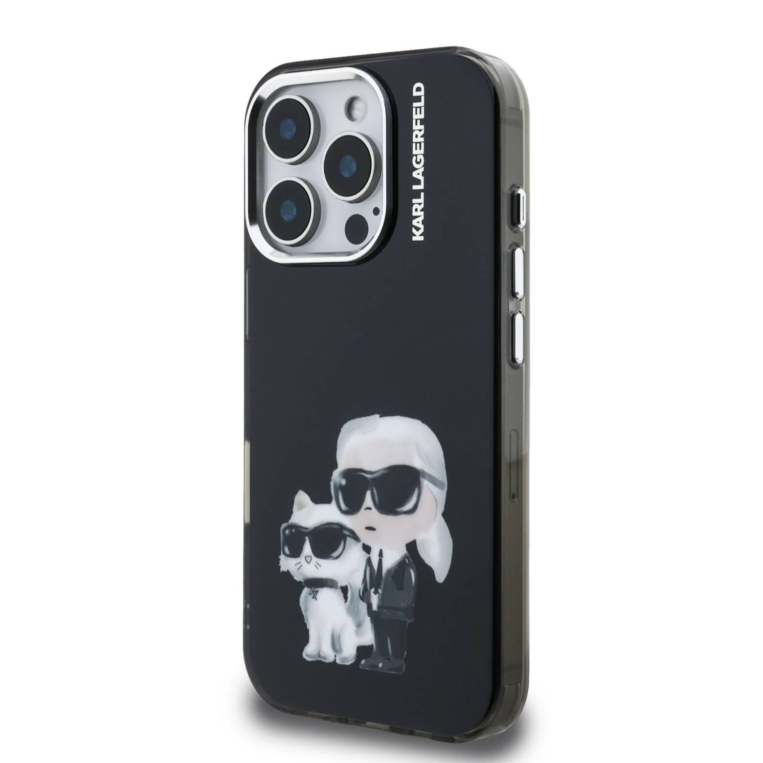 Karl Lagerfeld IML Aquarelle Karl and Choupette ümbris Apple iPhone 16 Pro jaoks