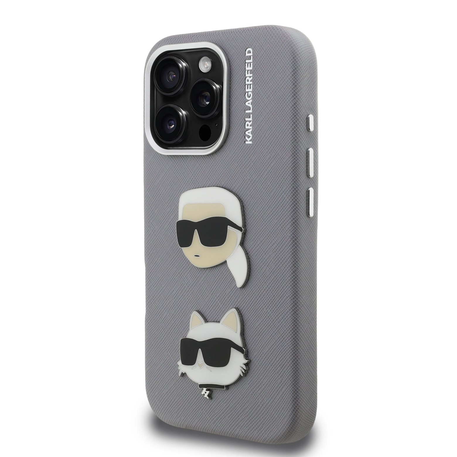 Karl Lagerfeld Grained PU K&CH Heads ümbris Apple iPhone 16 Pro Max jaoks