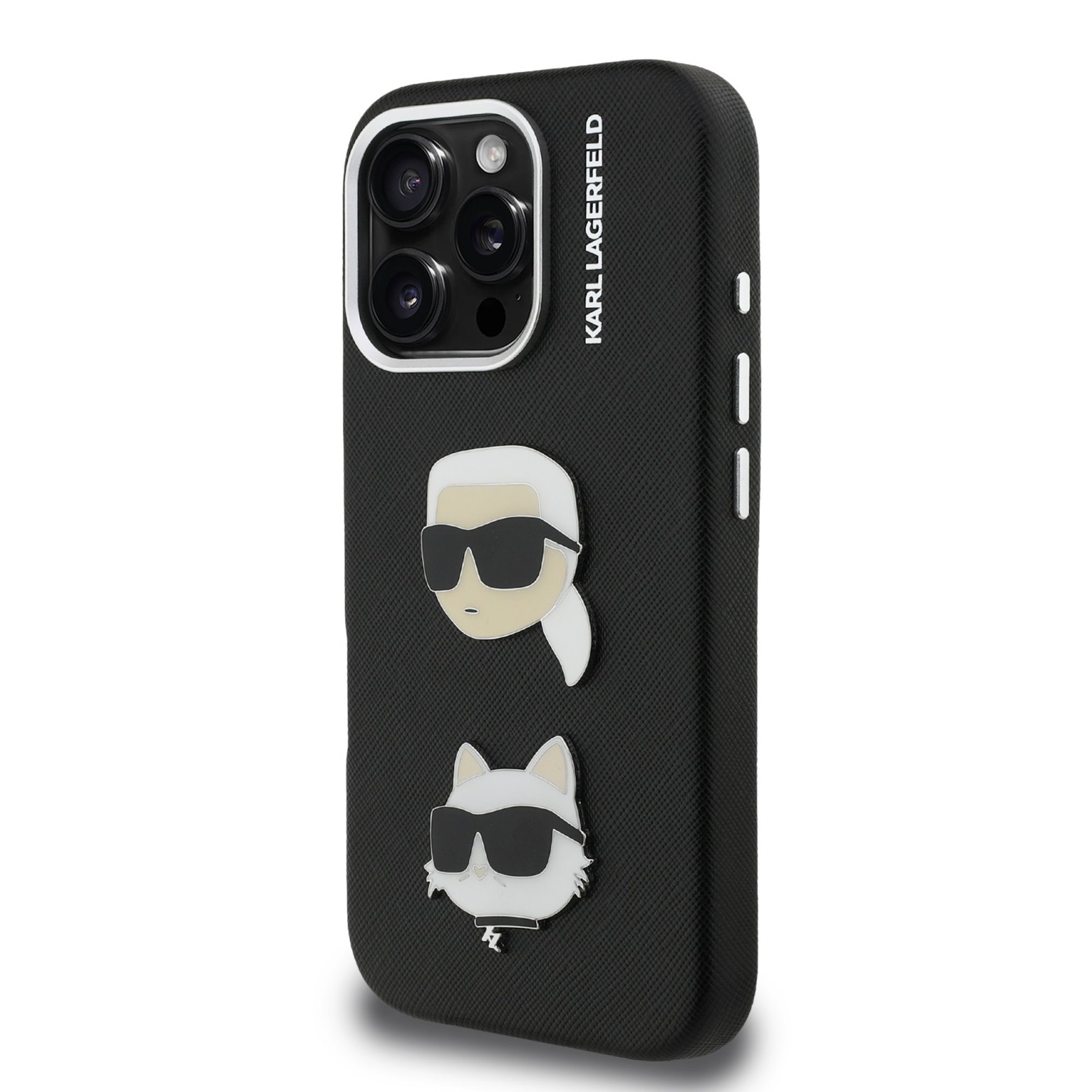 Karl Lagerfeld Grained PU K&CH Heads ümbris Apple iPhone 16 Pro Max jaoks