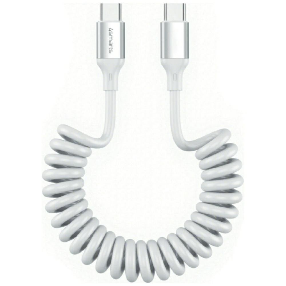 4smarts USB-C spiraalne andme- ja laadimiskaabel 1.35cm / 100W / valge