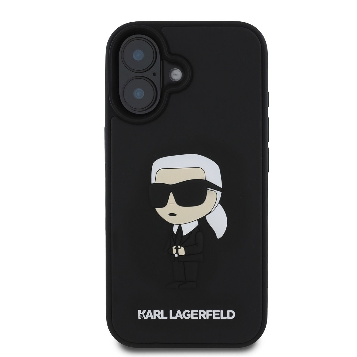 Karl Lagerfeld 3D Rubber Ikonik ümbris iPhone 16 jaoks / must