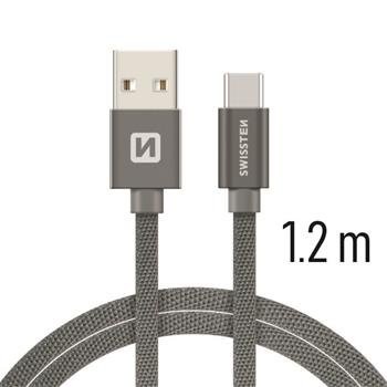 Swissten Textile Universal Quick Charge 3.1 USB-C andme- ja laadimiskaabel 1.2m