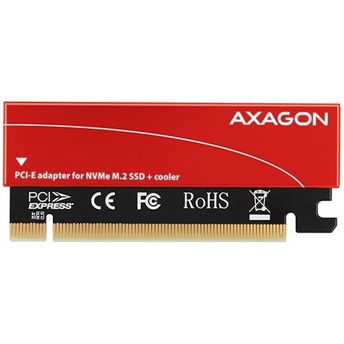 AXAGON PCEM2-S PCI-E 3.0 16x - M.2 SSD NVMe, iki 80mm SSD, žemas profilis, aušintuvas