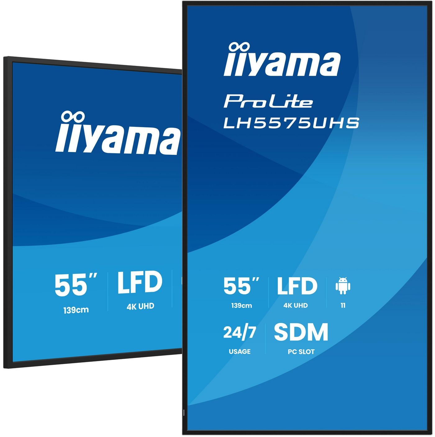 55" 3840x2160, UHD IPS panel, Haze 25%, 500cd/m², Landscape