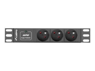 Lanberg Toitejaotusüksus (PDU) 10" 1U 16A 2m 3x Prantsuse pistikud PDU-03E-0200-BK