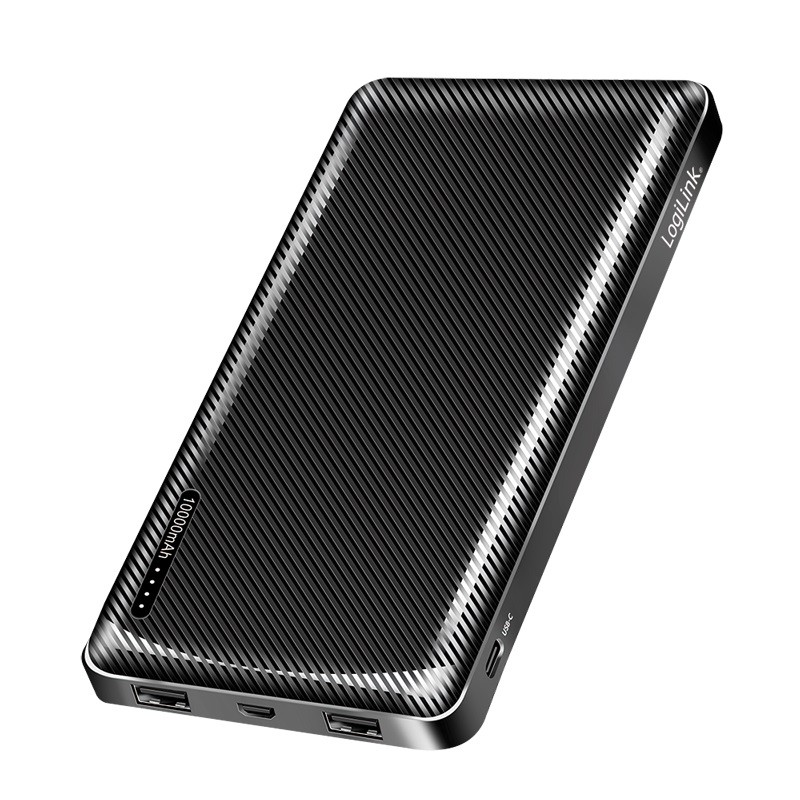 Logilink Power bank, Li-Po, 2x USB-A, USB-C PA0316 10000 mAh Must