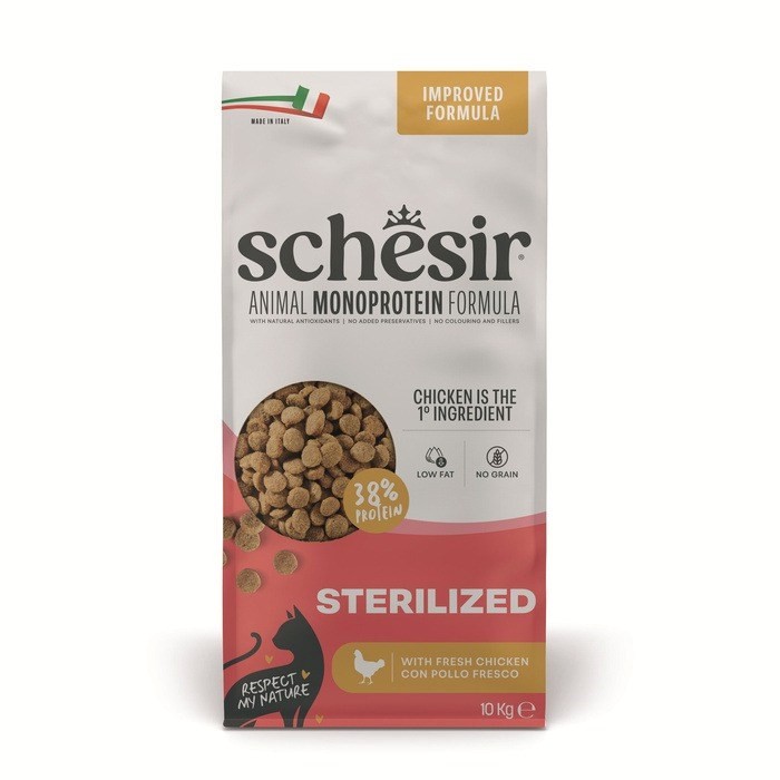 SCHESIR Animal Mono Protein Formula Sterilized Chicken kuiv kassatoit - 10 kg